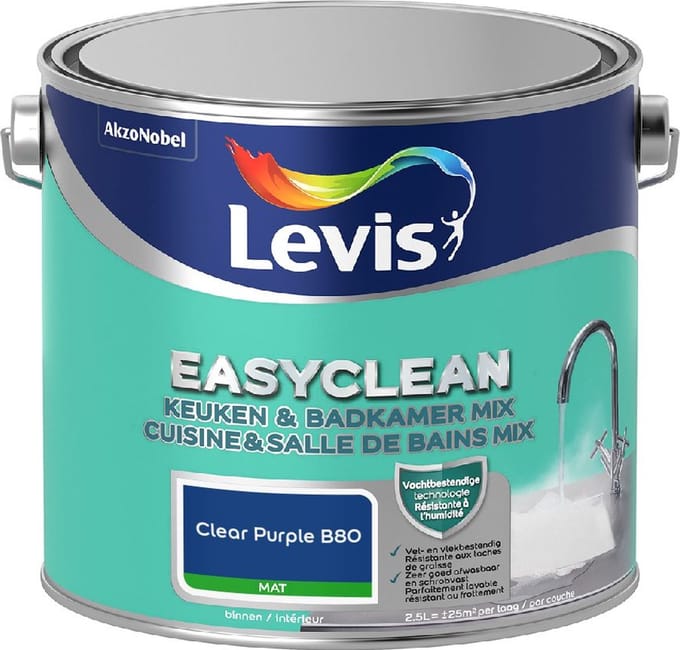 Levis - Easyclean Keuken & Badkamer Mix - Clear Purple B80 - Mengverf - 2,5 L