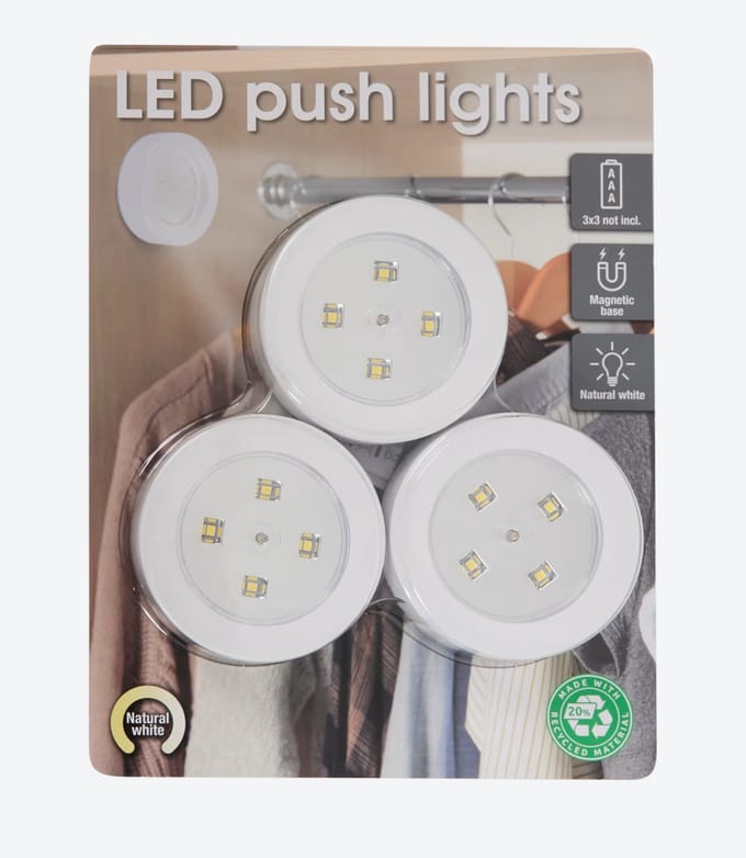 LED Druklampen – Natuurlijk Wit Licht – Werkt op AAA-batterijen – Eenvoudig te Installer