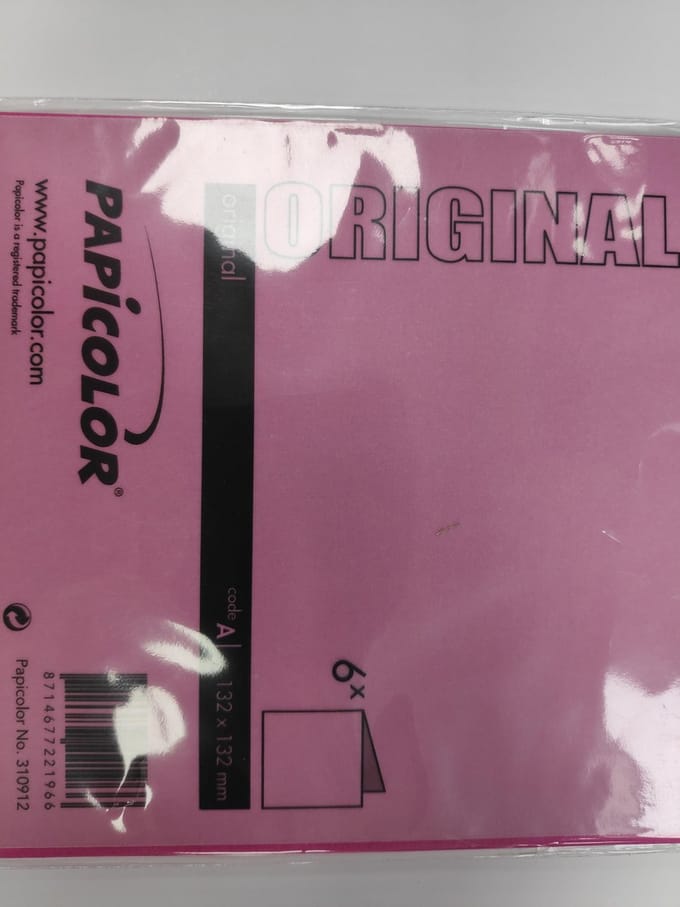 Papicolor Original Dubbele Kaart 132 x 132 mm Felroze