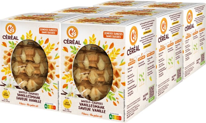 Céréal Wafels Vanille - 6 x 150 gr - Voordeelverpakking