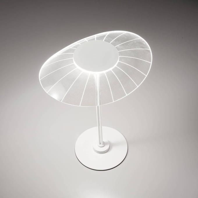 Fabas Luce LED tafellamp Vela, wit/transparant, 36cm, acryl, dimmer