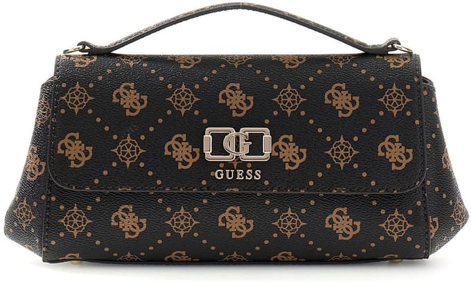 GUESS schoudertas Emelie Logo Flap Crossbody Espresso Logo donkerbruin