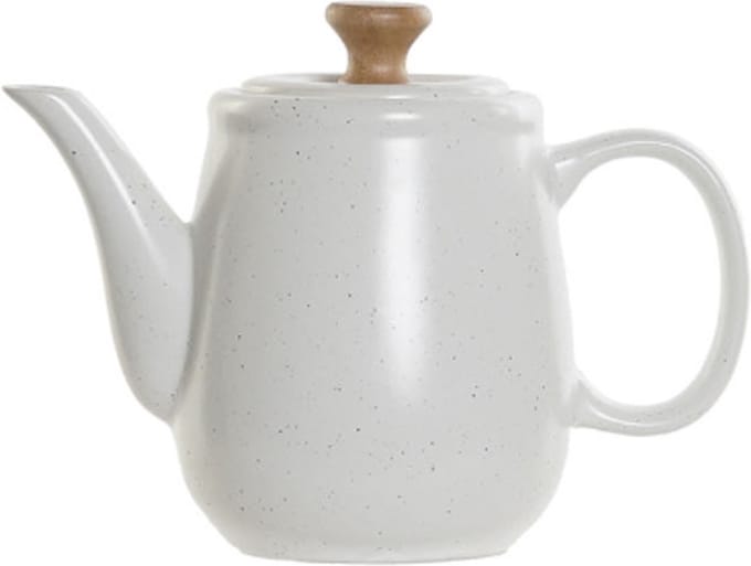 Items Kitchen Theepot Ceylon - keramiek/hout - 1000 ml - wit