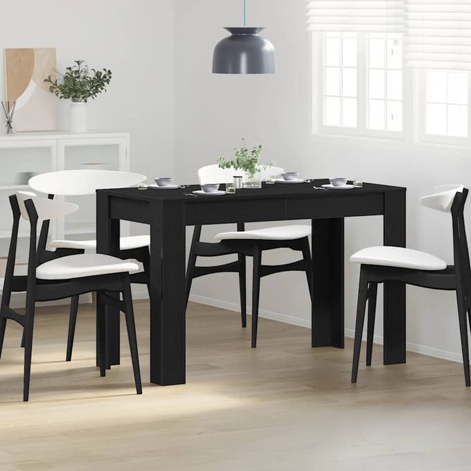vidaXL - Eettafel - Zwart - Eiken - 120x60x76 - cm - Bewerkt - Hout
