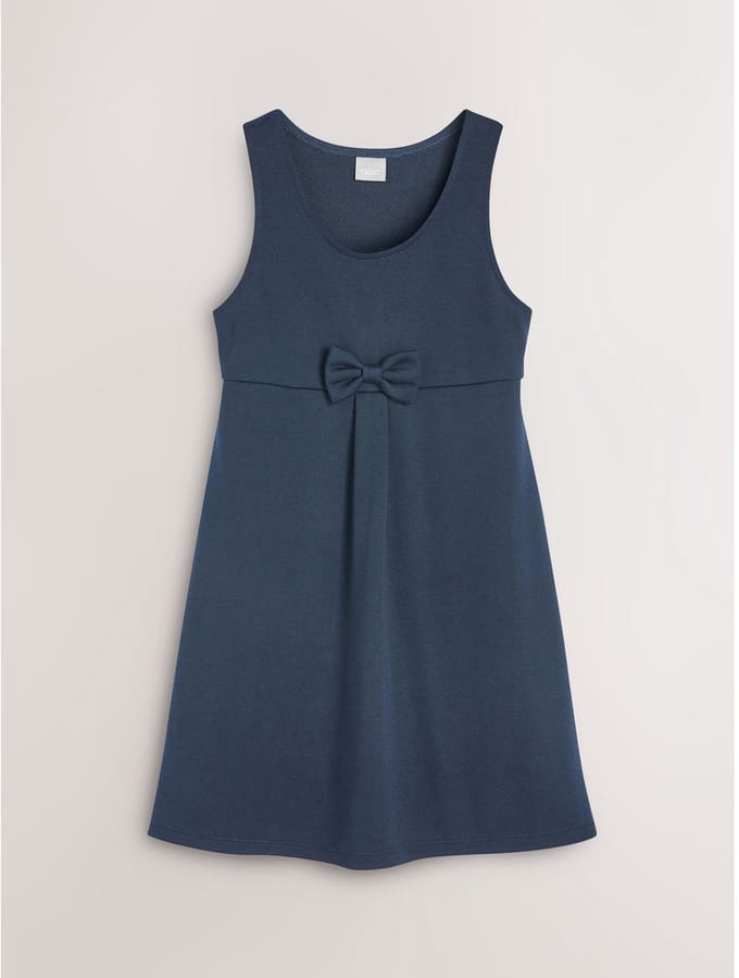 Next - Meisjes - Jersey stretch schoolovergooier met strik - Blauw