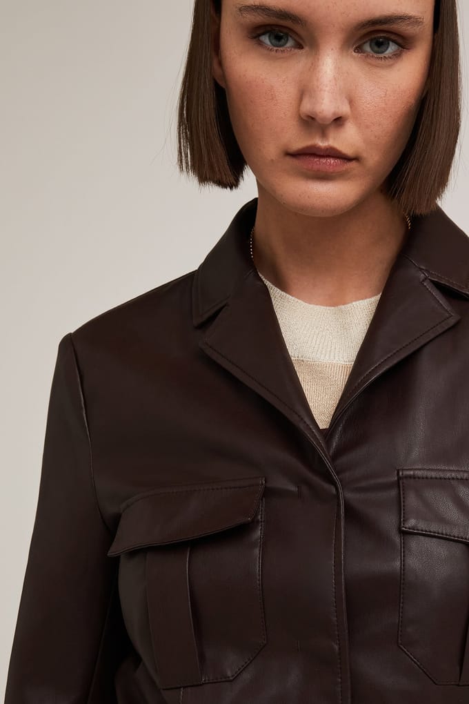 Motivi Coated Fabric Jacket With Belt Brown Maat: 40 | Lichte Jassen Outlet | Dames | Bruin