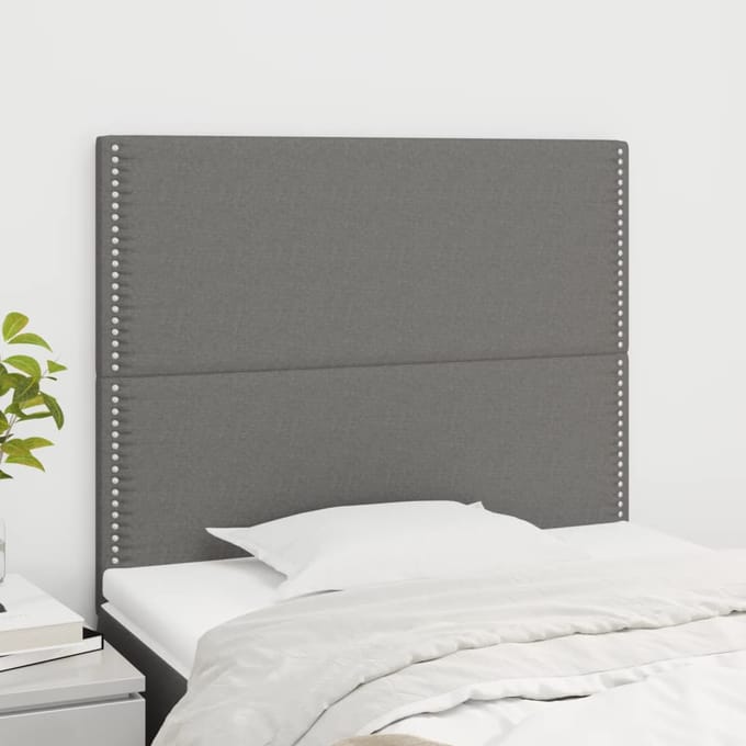 vidaXL - Hoofdbord - donkergrijs - 100x5x118/128 - cm - Stof