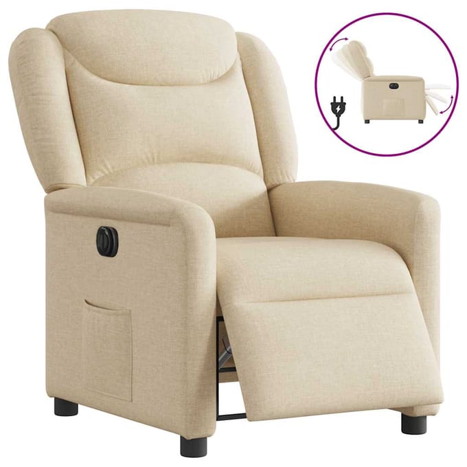 vidaXL - Fauteuil - verstelbaar - elektrisch - stof - crèmekleurig