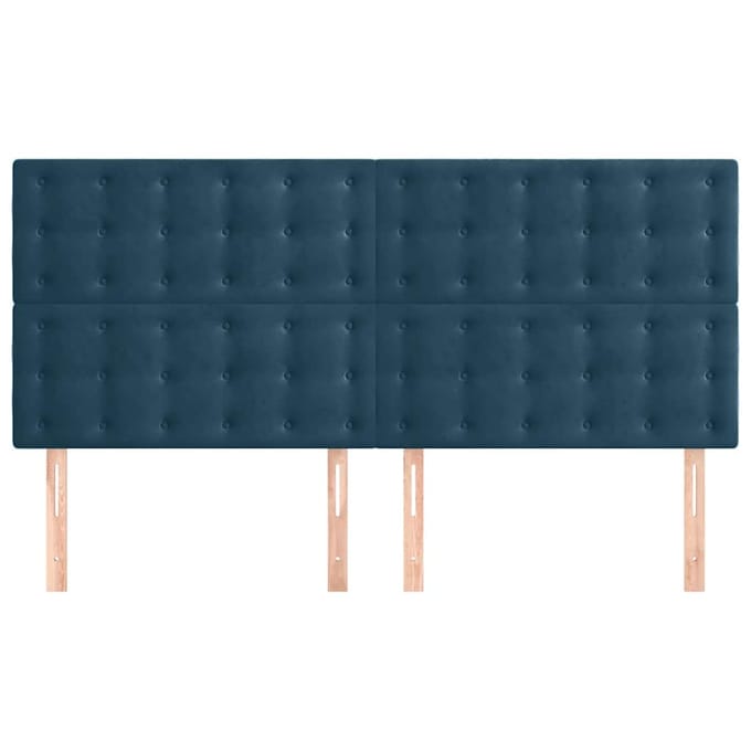 vidaXL - Hoofdbord - donkerblauw - 200x5x118/128 - cm - fluweel