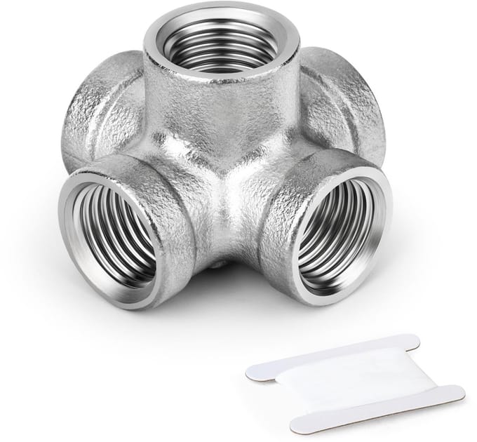 Dailygoods- Kruisfitting 1" Bsp - Roestvrij Staal 304 - 5-weg