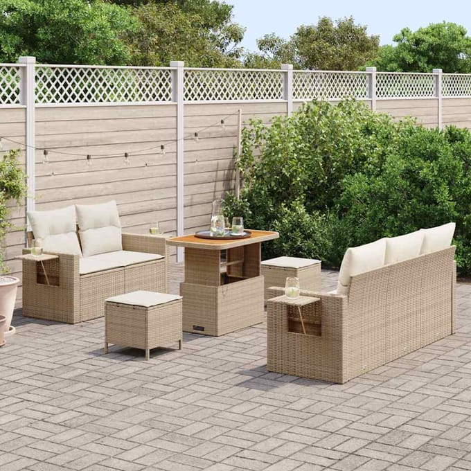 vidaXL - Tuinbank - Set - 10 - st - Beige - en - Crème - poly - rattan