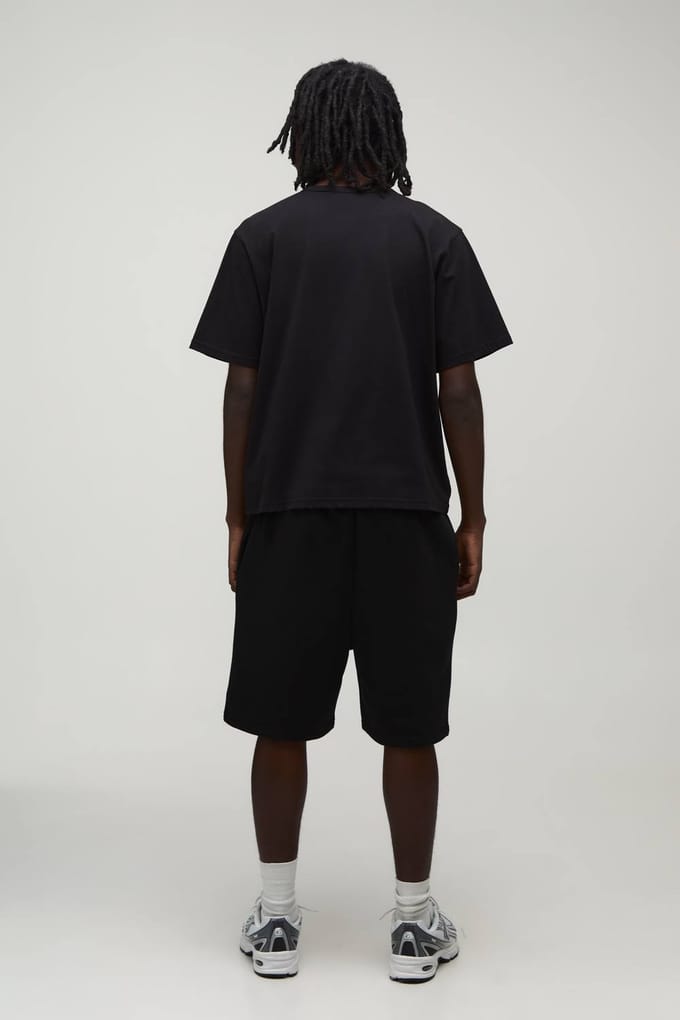 Basic Henley T-shirt Met Relaxed Fit | Black | Size XS