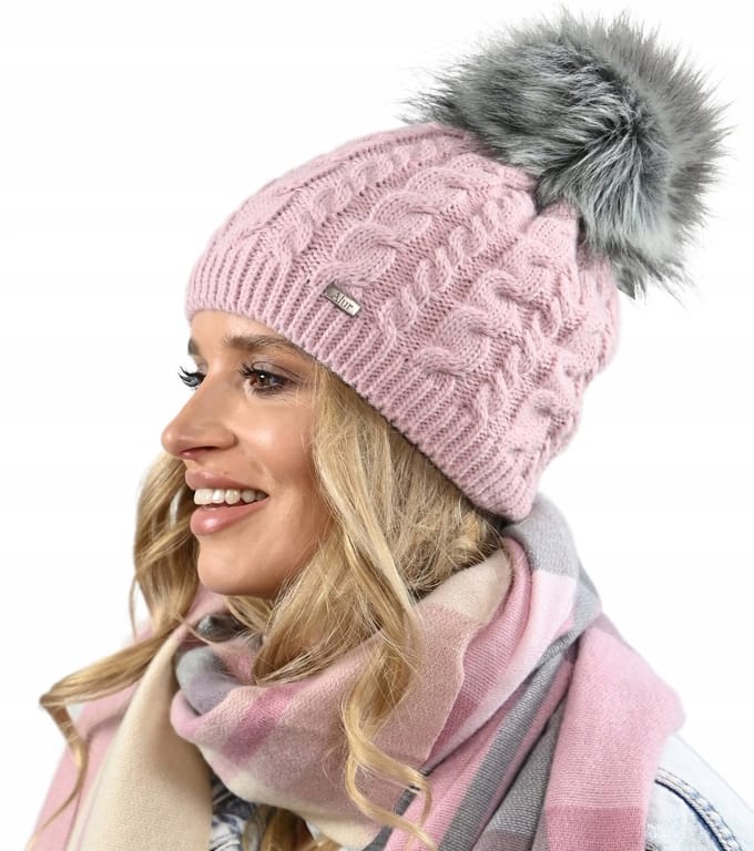 Alur - Wintermuts met Pompon - Roze - Polarvoering - Twee Lagen