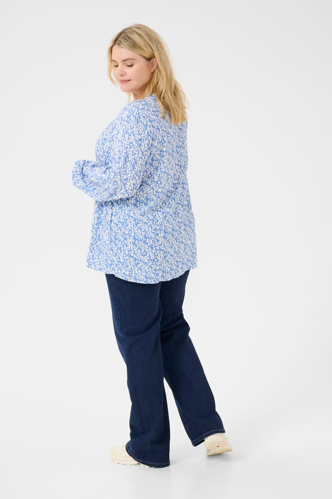 Blouse met lange mouwen Regular fit Blue/Chalk Graphic Print blue white