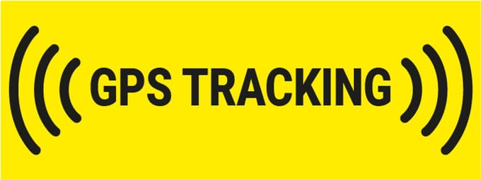 GPS tracking sticker met tekst 200 x 75 mm