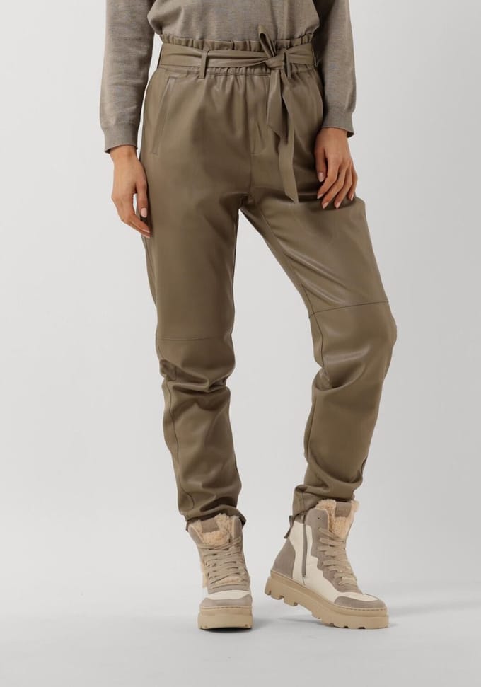 Minus Jayda Pu Pant Broeken Dames - Beige - Maat 34