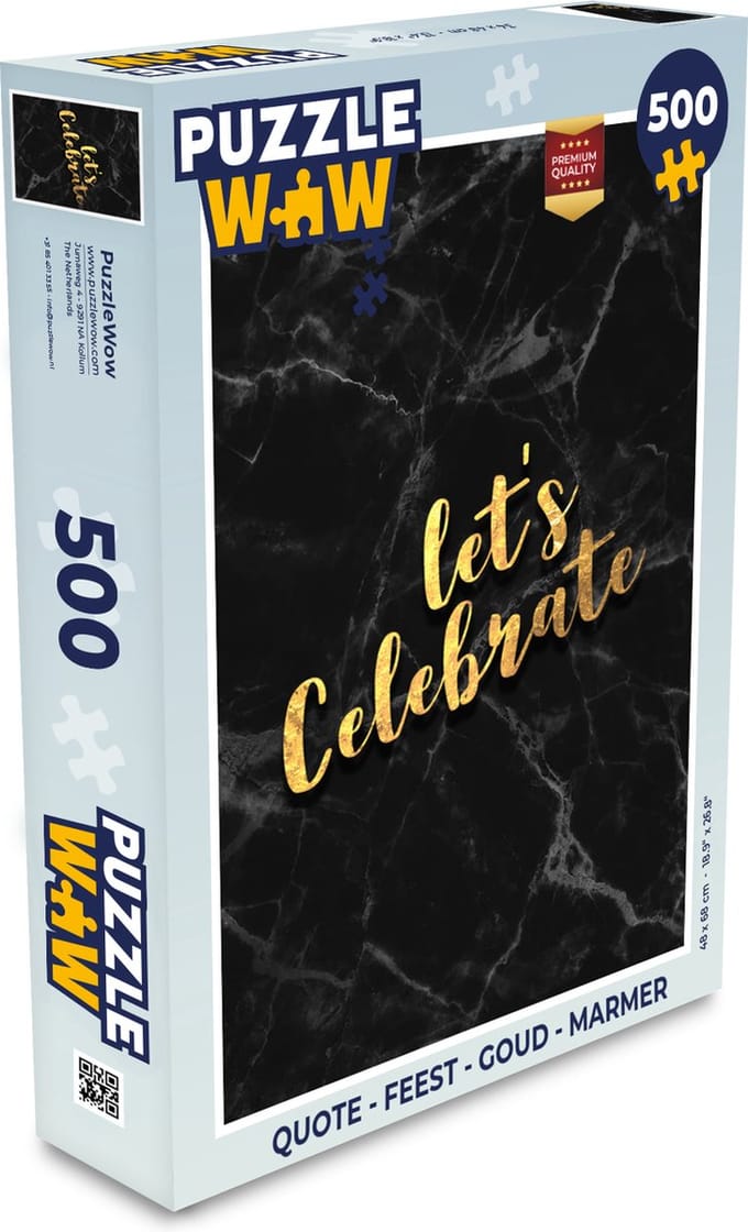 Puzzel Quote - Feest - Goud - Marmer print - Legpuzzel - Puzzel 500 stukjes