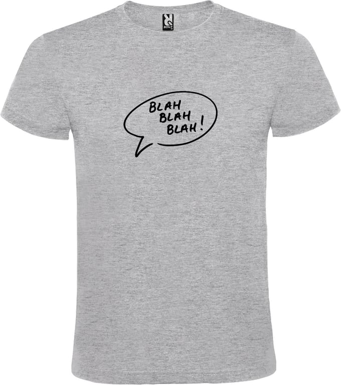 Grijs T-shirt ‘Blah Blah Blah!’ Zwart Maat S