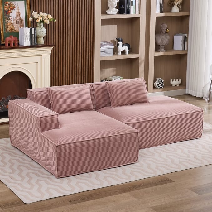 MODFU Bank - Compact Ontwerp - Eenvoudige Moderne Stijl - Polyester Bekleding - Babyroze - 235 Cm