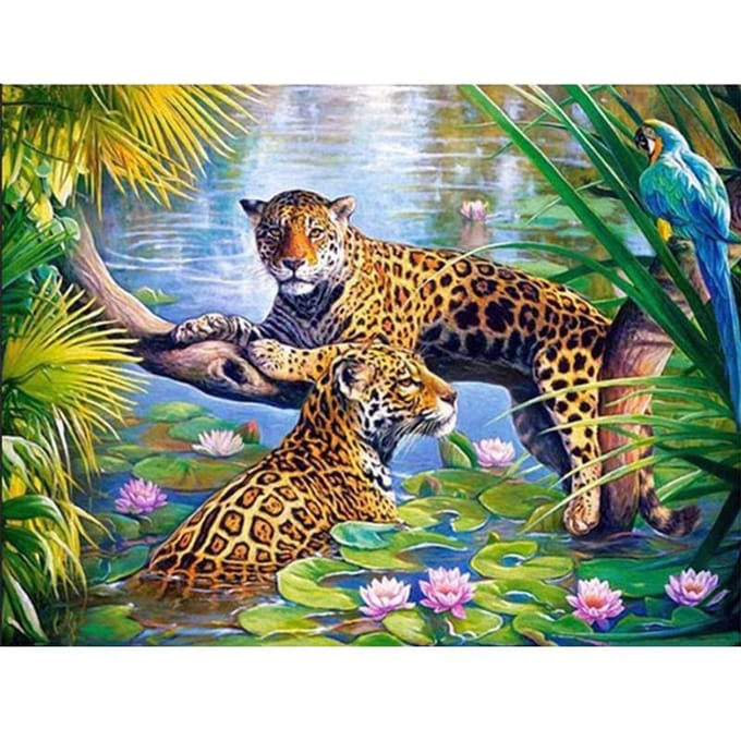 5D bricolage diamant peinture  léopard  broderie point de croix 5D maison 20X30CM gray