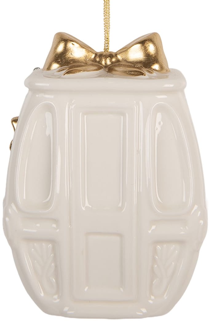 Clayre & Eef Kersthanger 5x4x11 cm Wit Porselein