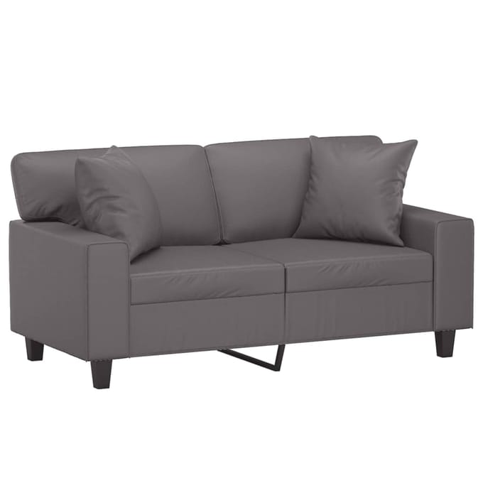 vidaXL - Tweezitsbank - met - sierkussens - 120 - cm - kunstleer - grijs