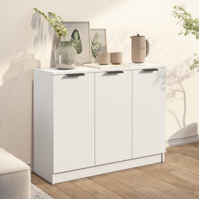 vidaXL - Dressoir - 90,5x30x70 - cm - bewerkt - hout - wit