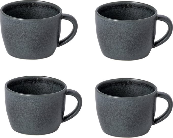 Costa Nova - livia zwart - beker - aardewerk - 13 x 10 H 7.6 cm - 0,36 L - set van 4