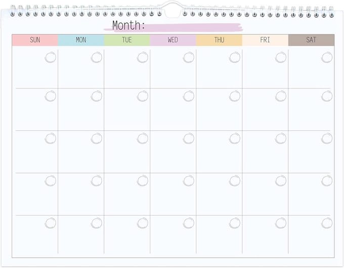 Muurkalender | Ongedateerde Maandelijkse Planner voor Thuis en Kantoor