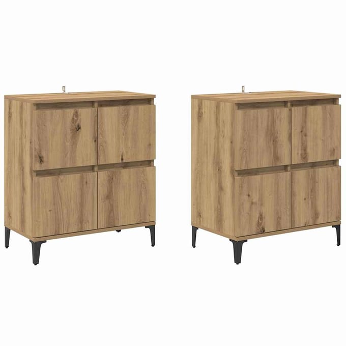vidaXL - Dressoirs - 2 - st - Artisan - Eiken - 60 - x - 35 - x - 70 - cm - Bewerkt - hout
