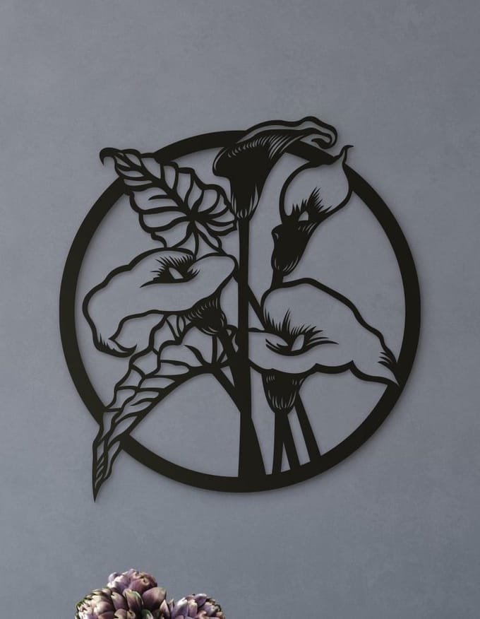 Wanddecoratie | Bloemen rond - M (37x40cm)