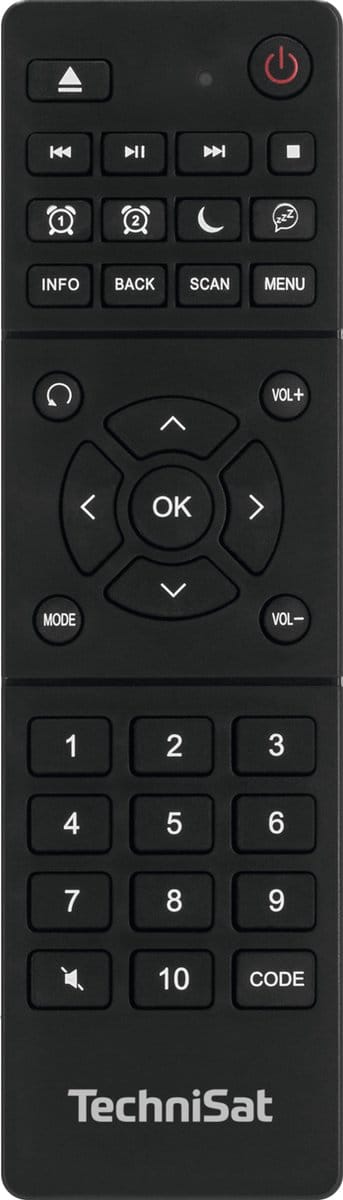 TechniSat TECHNICONTROL DAB+ - leerbare universele afstandsbediening voor geselecteerde DAB+ digitale radio's van TechniSat, zwart