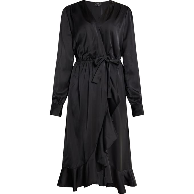 Faina Midi-jurk met lange mouwen Dames zwart