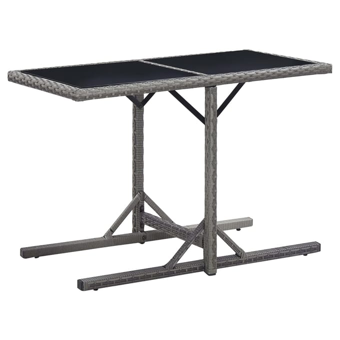 vidaXL - Tuintafel - 110x53x72 - cm - glas - en - poly - rattan - antraciet