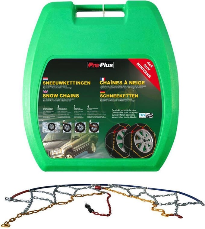 ProPlus Sneeuwkettingen - 16 mm - Handmatige spanner - 2 stuks - Zilver - 4x4