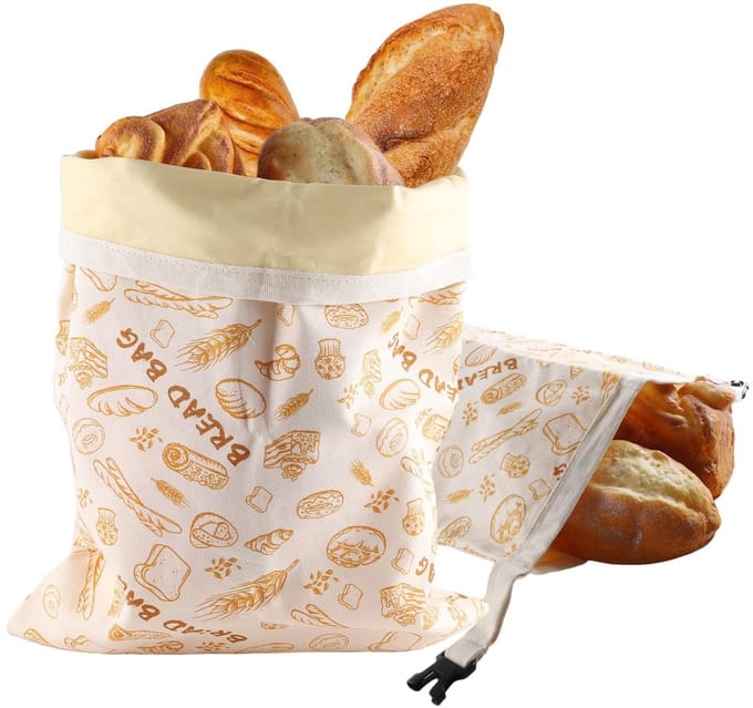 Dailygoods - Bijenwasdoek Broodzak Set van 2 - Herbruikbare Linnen Tas voor Broodbewaring
