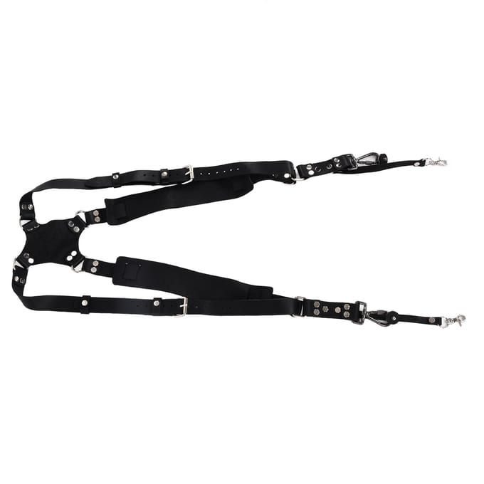 Leren Camerariem Dubbele Schouder Snapshot Harness Verstelbare Multifunctionele Camera Accessoires black