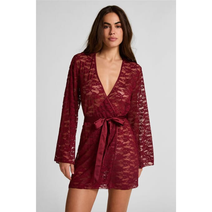Hunkemöller Kimono volledig Kant Rood