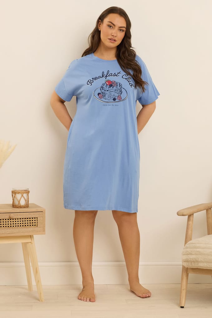 Yours Blue Breakfast Club Slaap Tshirt Nachthemd Size 58-60