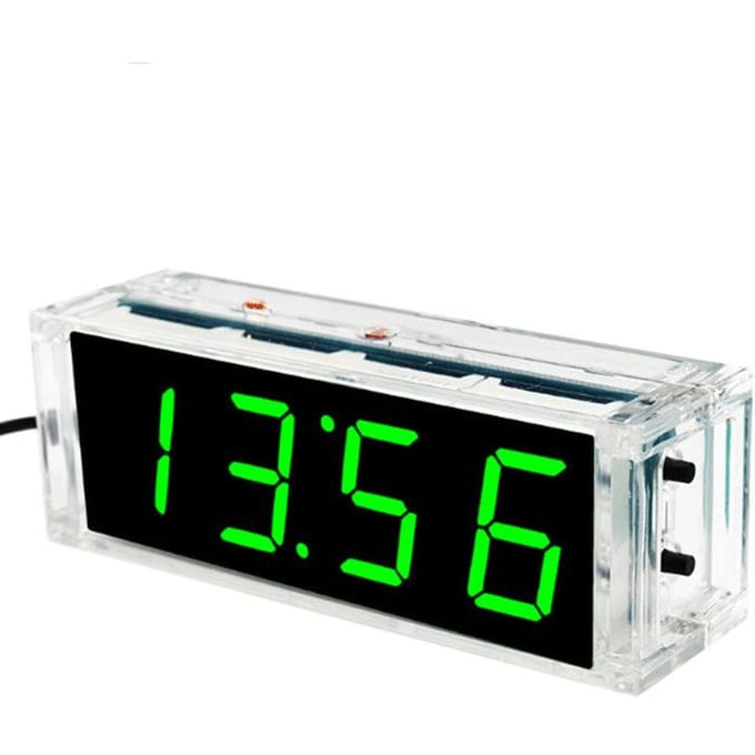 Compacte 4-cijferige DIY digitale LED-klokset Lichtregeling Temperatuur Datum Tijdweergave met groen