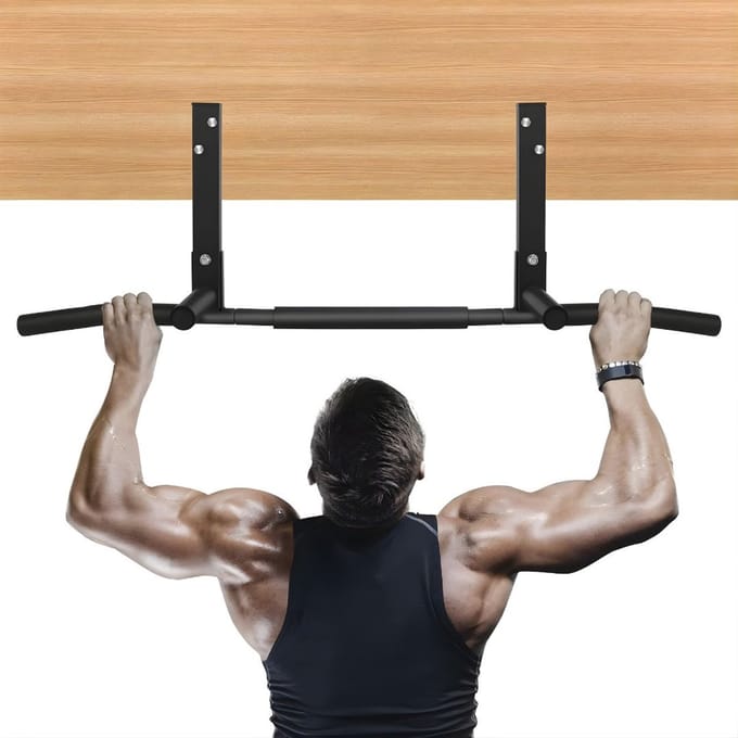 Ploutos® Pull Up Bar - Optrekstang voor Pull-Ups & Chin-Ups - Muurbevestiging - Donkerzwart - 43cm x 15cm x 11cm