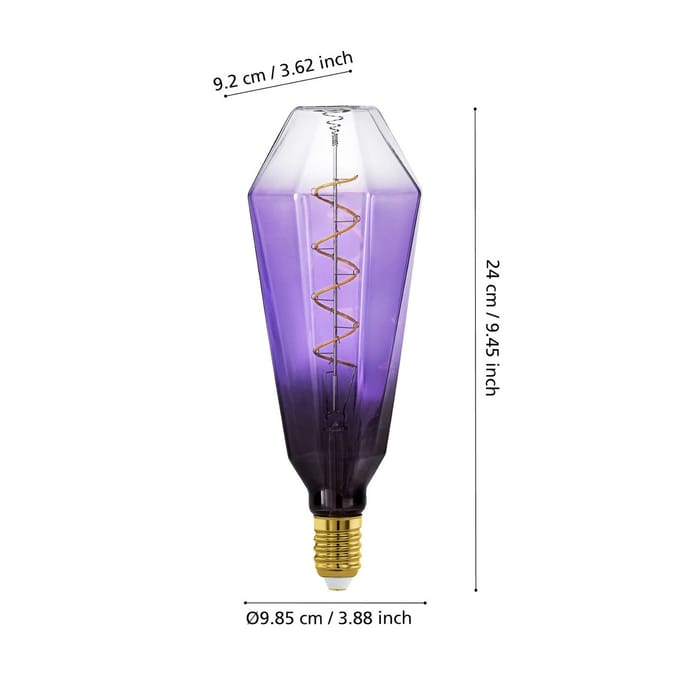 Eglo Ledfilamentlamp T100 Spiral - Paars - D10cm - Dimbaar - Warm Wit - E27 - 4w