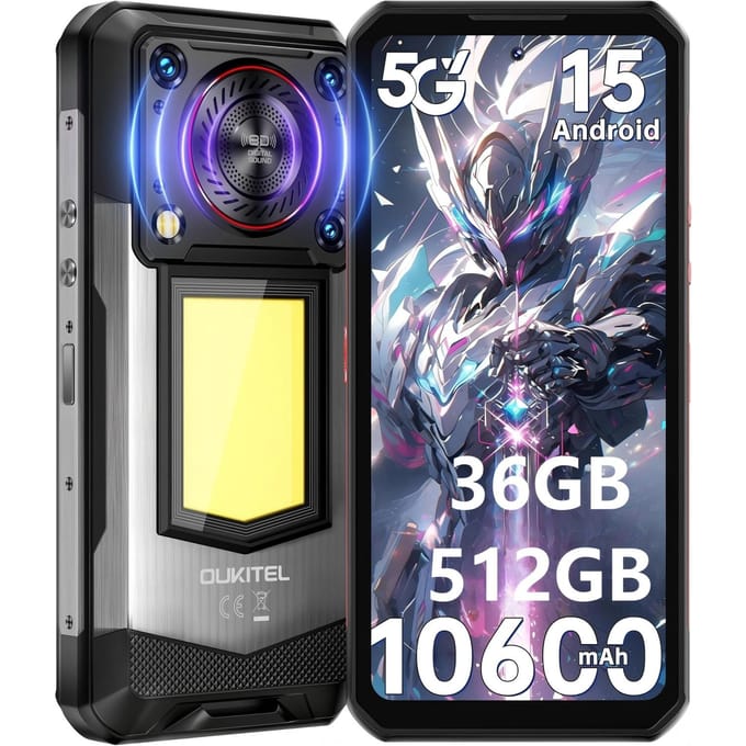 OUKITEL WP56 5G Mobiele Telefoon 36GB+512GB/2TB 16000mAh 6.8  Scherm 108MP Android 15 zwart