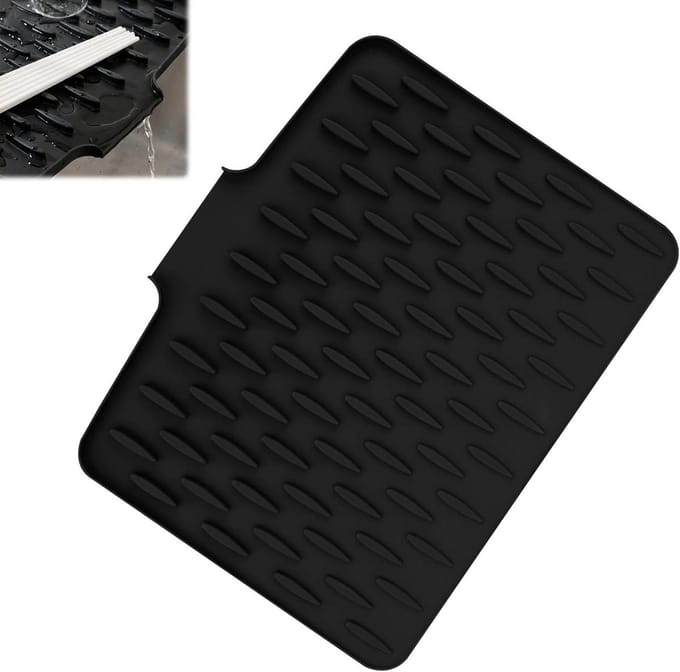 Siliconen Afdruipmat - Afdruiprek Mat - Servies Drogen - Snel Afwaterend - 40x32 cm - Zwart