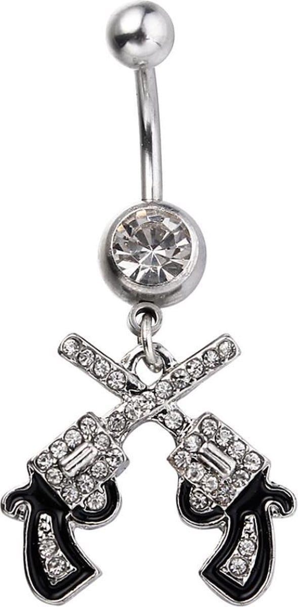 Fako Bijoux - Navelpiercing - Pistool Duo - Wit