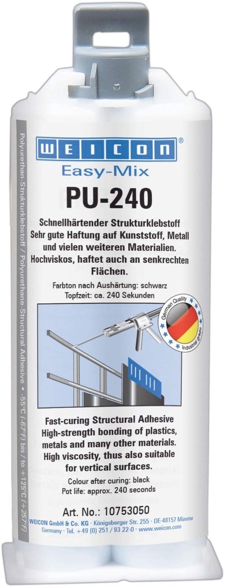 WEICON Easy-Mix PU 240 – 2-componenten polyurethaanlijm – snelhardend – zwart