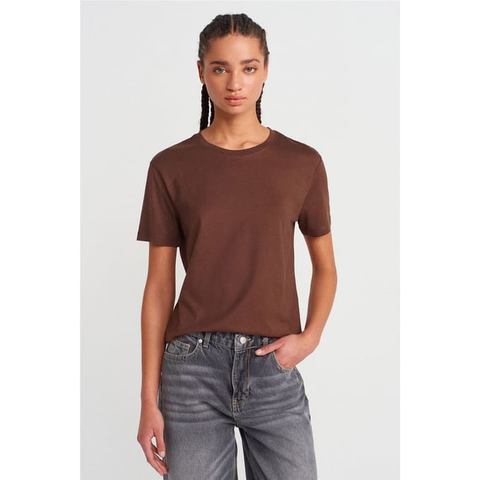 Dames Katoen Modal Crew Neck T-Shirt