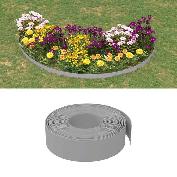vidaXL - Tuinranden - 2 - st - 10 - m - 15 - cm - polyetheen - grijs