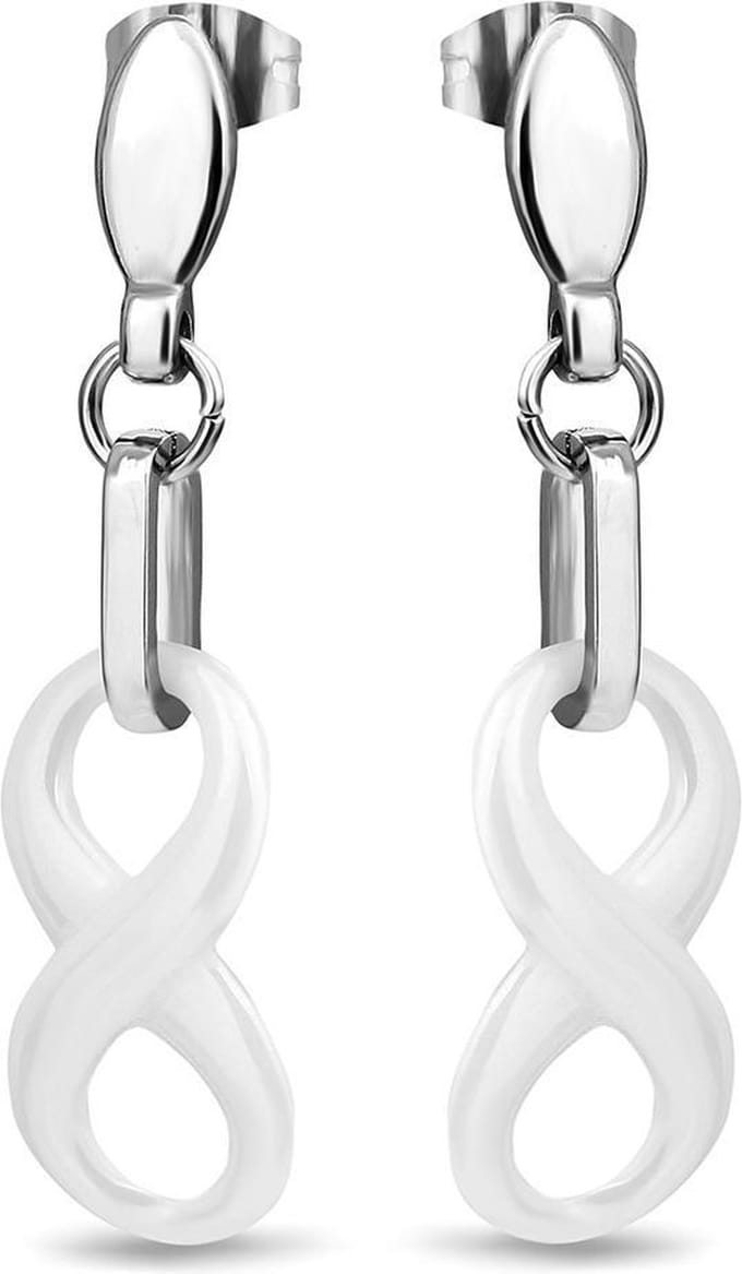 Montebello Oorbellen Rivka - 316L Staal - Keramiek - Infinity - 10x40mm