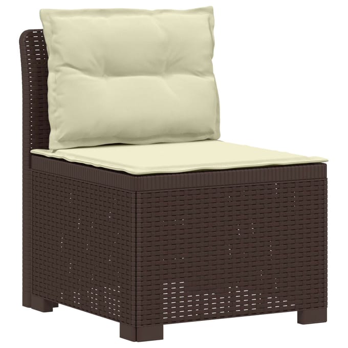 vidaXL - 4-Persoons - Tuin - Sofa - met - Kussens - Rattan - Look - PP - Bruin